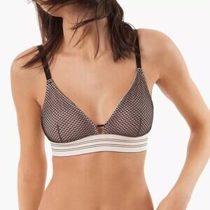 LIVELY Bra Women's Size Small Mesh Geo Lace Bralette Black Cream